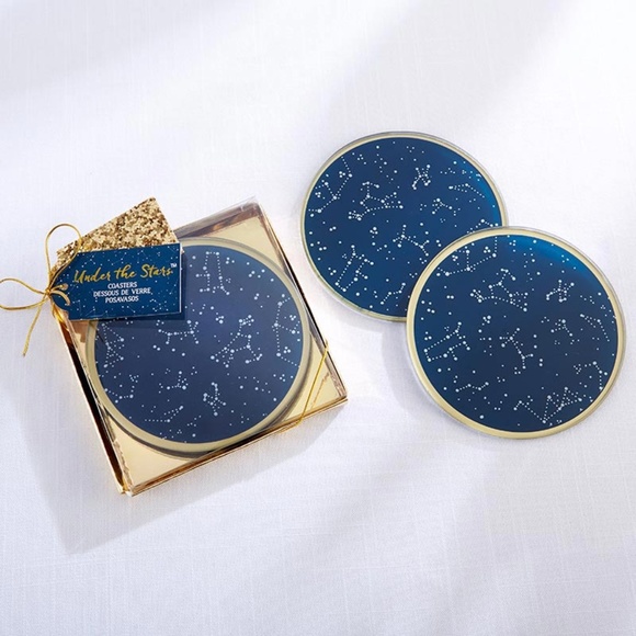 Kate Aspen Under the Stars Glass Coaster Set of 2 - Picture 2 of 6